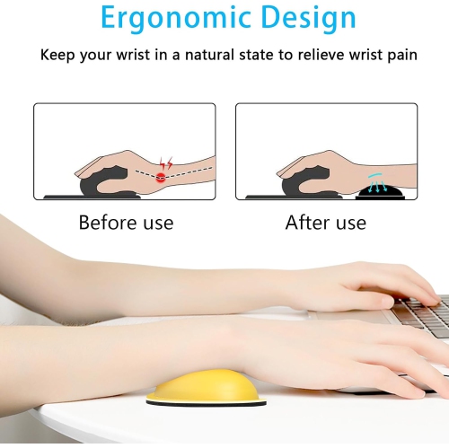 Mouse Wrist Rest, Ergonomic Memory Foam Mouse Wrist Support, Leather Hand Rest Pad Cushion for Gaming, Office, Laptop,Apricot Yellow