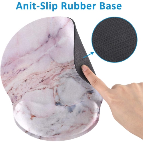 Mouse Pad with Wrist Support, Ergonomic Memory Foam Gaming Mouse Pad, Non-Slip Rubber Base Mousepad Wrist Rest Mat for Office, Computer,White