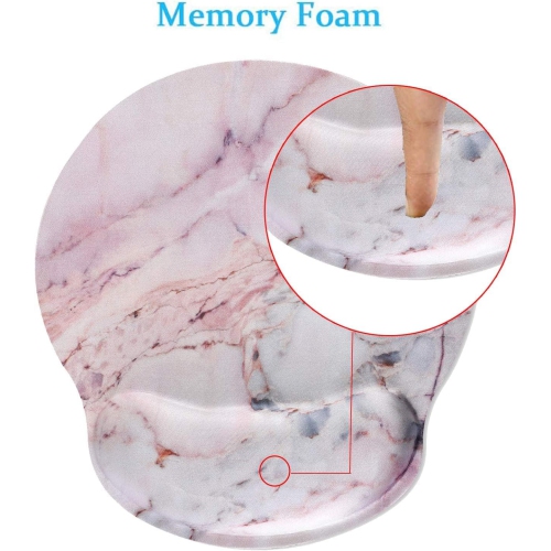 Mouse Pad with Wrist Support, Ergonomic Memory Foam Gaming Mouse Pad, Non-Slip Rubber Base Mousepad Wrist Rest Mat for Office, Computer,White