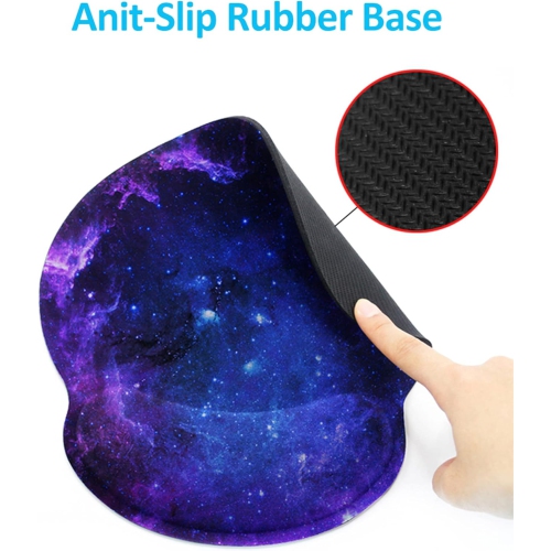 Mouse Pad with Wrist Support, Ergonomic Memory Foam Gaming Mouse Pad, Non-Slip Rubber Base Mousepad Wrist Rest Mat for Office, Computer,Purple