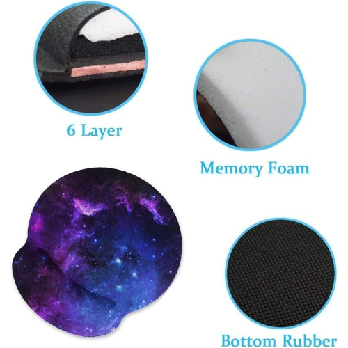 Mouse Pad with Wrist Support, Ergonomic Memory Foam Gaming Mouse Pad, Non-Slip Rubber Base Mousepad Wrist Rest Mat for Office, Computer,Purple