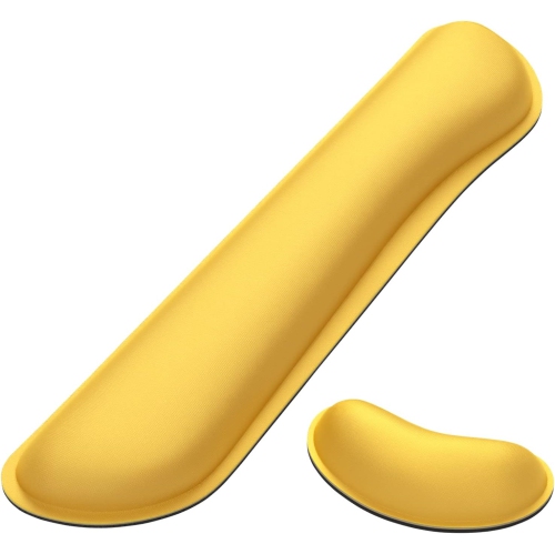 Keyboard Wrist Rest Pad, Memory Foam Set Wrist Cushion Support for Pain Relief, Anti-Slip Wrist Support for Computer, Laptop, Apricot Yellow