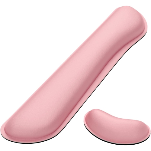 VECELOLIBILIS  Keyboard Wrist Rest Pad, Memory Foam Set Wrist Cushion Support for Pain Relief, Anti-Slip Wrist Support for Computer, Laptop, Rose