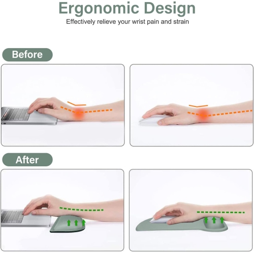 Wrist Rest Support for Mouse Pad & Keyboard Set, Ergonomic Mousepad Non-Slip Base Home/Office Pain Relief,Antique Green