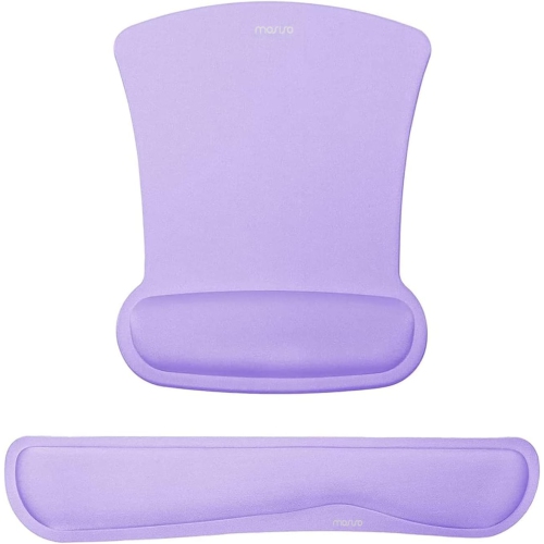 Wrist Rest Support for Mouse Pad & Keyboard Set, Ergonomic Mousepad Non-Slip Base Home/Office Pain Relief,Light Purple
