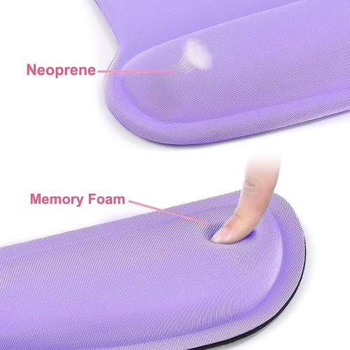 Wrist Rest Support for Mouse Pad & Keyboard Set, Ergonomic Mousepad Non-Slip Base Home/Office Pain Relief,Light Purple