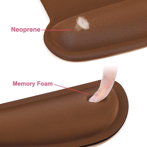 Wrist Rest Support for Mouse Pad & Keyboard Set, Ergonomic Mousepad Non-Slip Base Home/Office Pain Relief,Brown