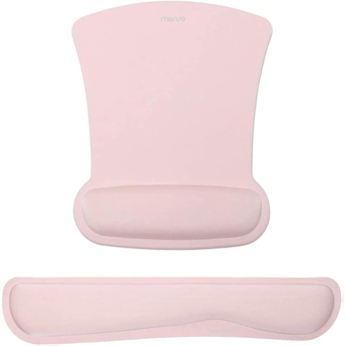 Wrist Rest Support for Mouse Pad & Keyboard Set, Ergonomic Mousepad Non-Slip Base Home/Office Pain Relief,Pink