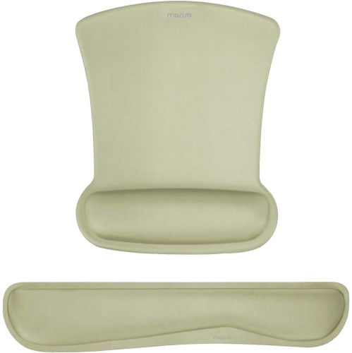 Wrist Rest Support for Mouse Pad & Keyboard Set, Ergonomic Mousepad Non-Slip Base Home/Office Pain Relief,Olive Green