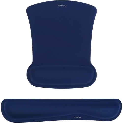 Wrist Rest Support for Mouse Pad & Keyboard Set, Ergonomic Mousepad Non-Slip Base Home/Office Pain Relief,Navy Blue