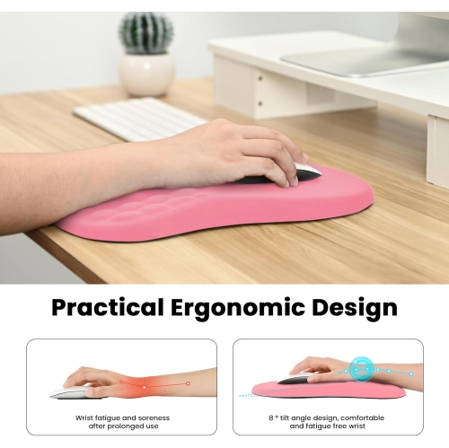 Ergonomic Mouse Pad with Wrist Rest Support, Mousepad with Memory Foam Wrist Rest and Non-Slip PU Base, Massage Bulge Design for Pain Relief,