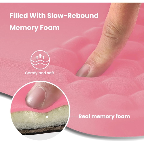 Ergonomic Mouse Pad with Wrist Rest Support, Mousepad with Memory Foam Wrist Rest and Non-Slip PU Base, Massage Bulge Design for Pain Relief,