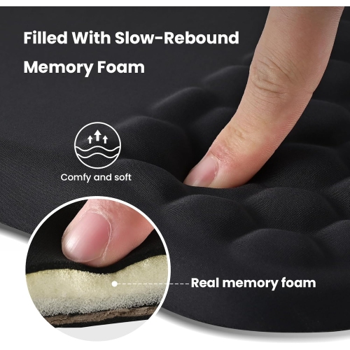 Ergonomic Mouse Pad with Wrist Rest Support, Mousepad with Memory Foam Wrist Rest and Non-Slip PU Base, Massage Bulge Design for Pain Relief,