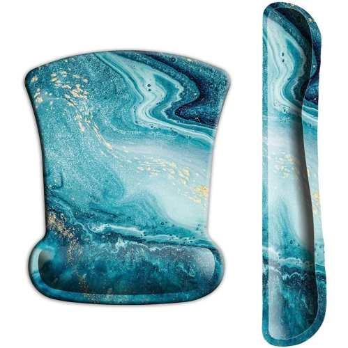 Tapis de souris avec repose-poignet Clavier et repose-poignet Tapis de souris ergonomique, mousse à mémoire antidérapante soulageant la douleur pour