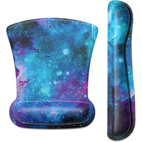 Mouse Pad Wrist Support Keyboard Wrist Rest Pad Ergonomic Mousepad, Non-Slip Memory Foam Pain Relief for PC Laptop Gaming Office, Nebula Galaxy