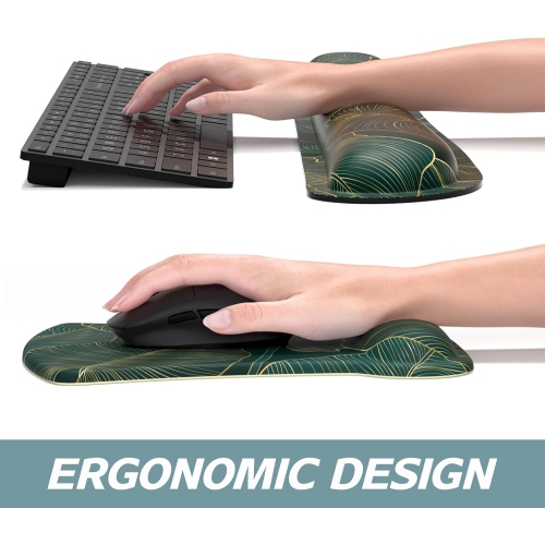 Mouse Pad Wrist Support Keyboard Wrist Rest Pad Ergonomic Mousepad, Non-Slip Memory Foam Pain Relief for PC Laptop Gaming Office, Palm Texture