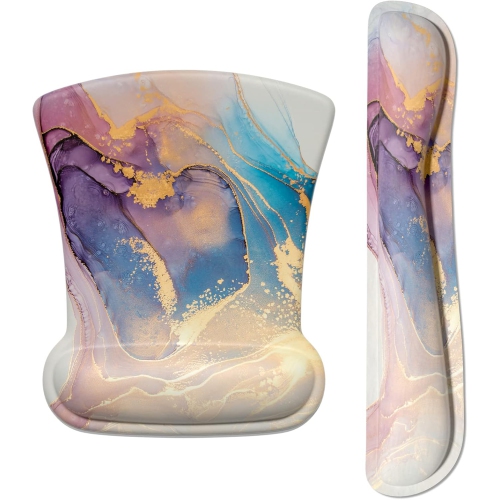 Mouse Pad Wrist Support Keyboard Wrist Rest Pad Ergonomic Mousepad, Non-Slip Memory Foam Pain Relief for PC Laptop Gaming Office, Abstract Marble Texture