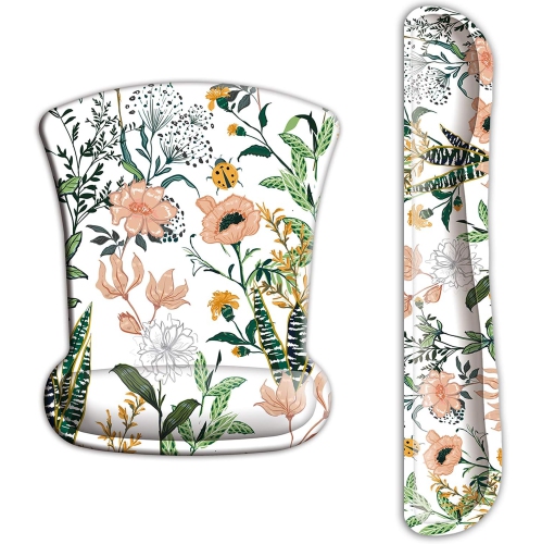 VECELOLIBILIS  Mouse Pad Wrist Support Keyboard Wrist Rest Pad Ergonomic Mousepad, Non-Slip Memory Foam Pain Relief for PC Laptop Gaming Office, Floral
