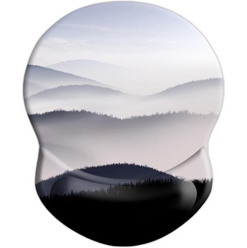 Mouse Pad with Support, Comfortable Durable Computer Mouse Pad Wrist Rest with Non-Slip PU Base for Home Office Working Studying,Mountains Landscape