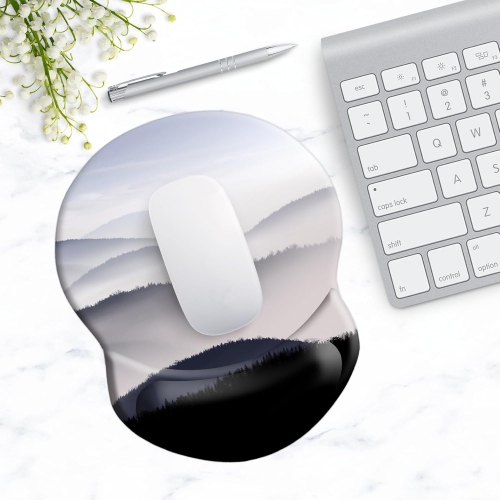 Mouse Pad with Support, Comfortable Durable Computer Mouse Pad Wrist Rest with Non-Slip PU Base for Home Office Working Studying,Mountains Landscape