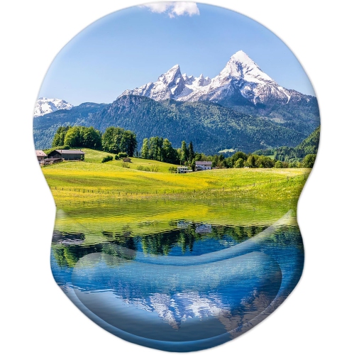 Tapis de souris avec support, confortable et durable; Repose-poignets avec base antidérapante en polyuréthane pour travailler à la maison; Paysage