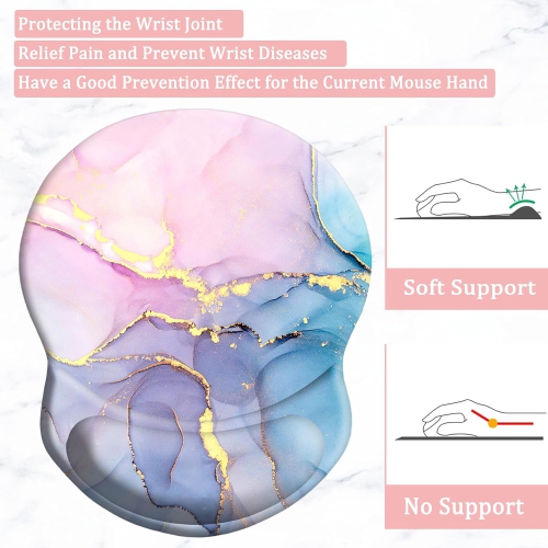 Tapis de souris avec support, confortable et durable; Repose-poignets avec base antidérapante en polyuréthane pour travailler à la maison; violet