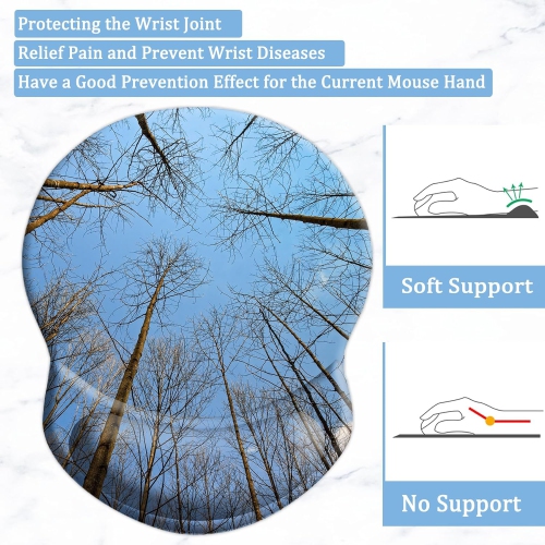 Mouse Pad with Support, Comfortable Durable Computer Mouse Pad Wrist Rest with Non-Slip PU Base for Home Office Working Studying,Tree Forest