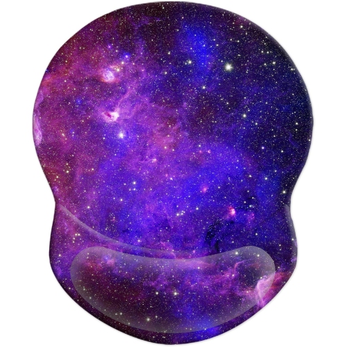 VECELOLIBILIS  Mouse Pad With Support, Comfortable Durable Computer Mouse Pad Wrist Rest With Non-Slip Pu Base for Home Office Working Studying, Nebula
