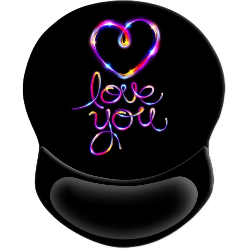 Mouse Pad with Support, Comfortable Durable Computer Mouse Pad Wrist Rest with Non-Slip PU Base for Home Office Working Studying,Heart Love You