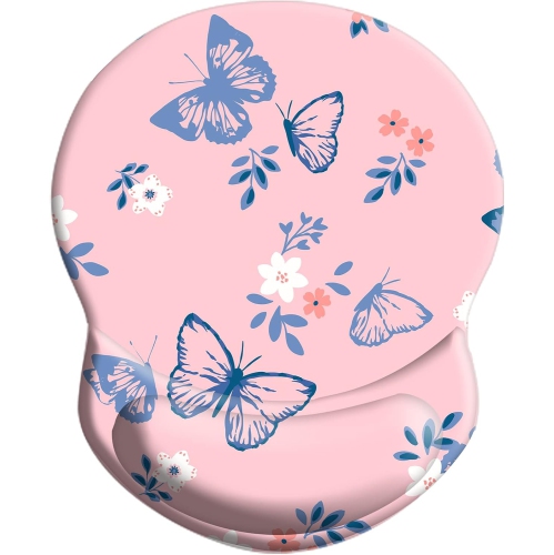 VECELOLIBILIS  Mouse Pad w Support, Comfortable Durable Computer Mouse Pad Wrist Rest w Non-Slip Pu Base for Home Office Working Studying, Blue