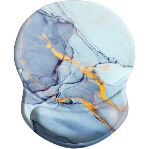 Mouse Pad with Support, Comfortable Durable Computer Mouse Pad Wrist Rest with Non-Slip PU Base for Home Office Working Studying,Light Blue Marble