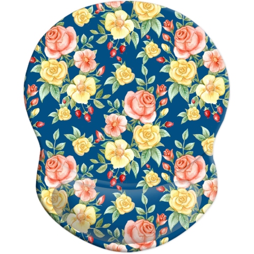 Mouse Pad with Support, Comfortable Durable Computer Mouse Pad Wrist Rest with Non-Slip PU Base for Home Office Working Studying,Flowers