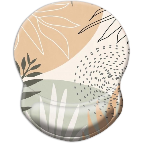 Mouse Pad with Support, Comfortable Durable Computer Mouse Pad Wrist Rest with Non-Slip PU Base for Home Office Working Studying,Tropical Leaves