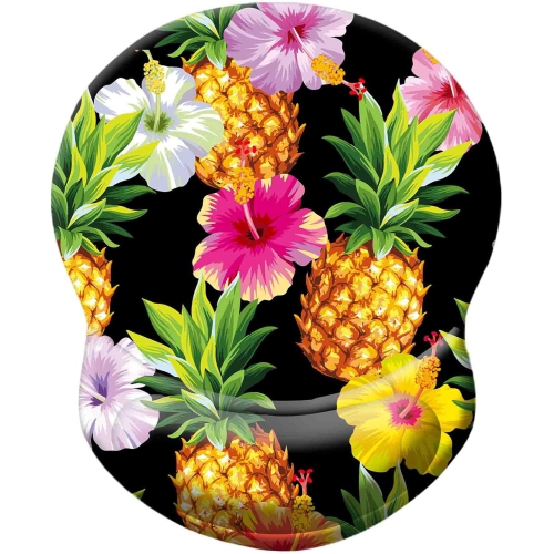 VECELOLIBILIS  Mouse Pad w Support, Comfortable Durable Computer Mouse Pad Wrist Rest w Non-Slip Pu Base for Home Office Working Studying, Pineapple