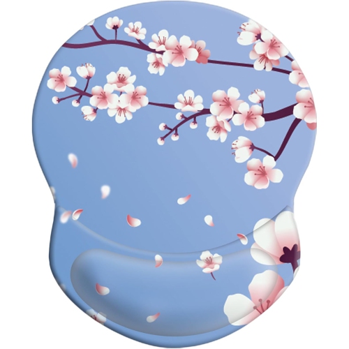 Mouse Pad with Support, Comfortable Durable Computer Mouse Pad Wrist Rest with Non-Slip PU Base for Home Office Working Studying,Cherry Blossom
