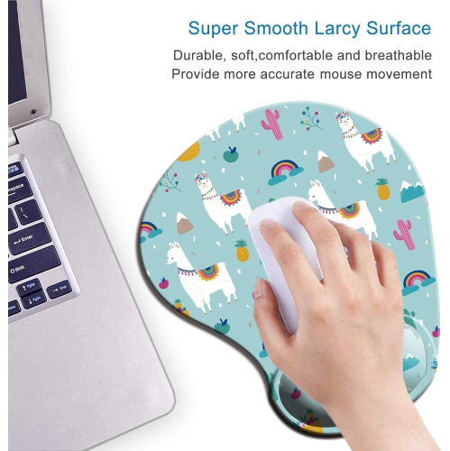 Ergonomic Mouse Pad with Gel Wrist Support Wrist Rest Smooth Surface Non-Slip PU Base Comfortable Office Supplies Pain Relief, Alpaca and Cactus