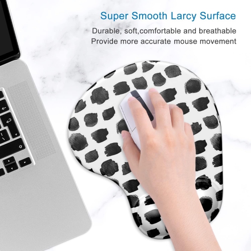 Ergonomic Mouse Pad with Gel Wrist Support Wrist Rest Smooth Surface Non-Slip PU Base Comfortable Office Supplies Pain Relief, Polka Dot