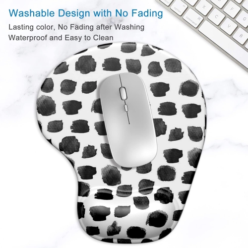 Ergonomic Mouse Pad with Gel Wrist Support Wrist Rest Smooth Surface Non-Slip PU Base Comfortable Office Supplies Pain Relief, Polka Dot