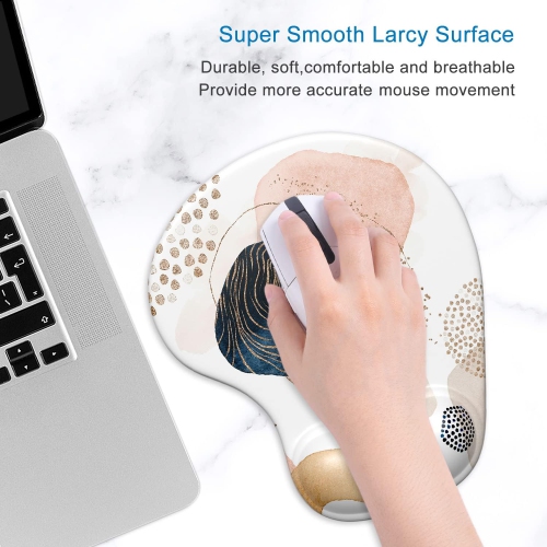 Ergonomic Mouse Pad with Gel Wrist Support Wrist Rest Smooth Surface Non-Slip PU Base Comfortable Office Supplies Pain Relief, Aesthetic Boho