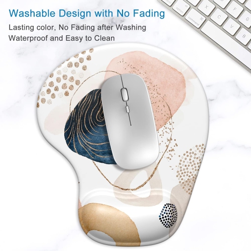 Ergonomic Mouse Pad with Gel Wrist Support Wrist Rest Smooth Surface Non-Slip PU Base Comfortable Office Supplies Pain Relief, Aesthetic Boho