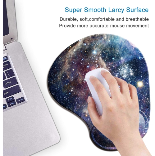 Ergonomic Mouse Pad with Gel Wrist Support Wrist Rest Smooth Surface Non-Slip PU Base Comfortable Office Supplies Pain Relief, Starry Sky