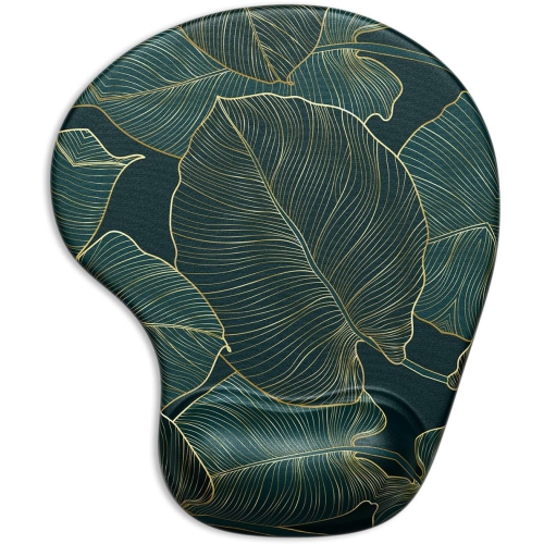 Ergonomic Mouse Pad with Gel Wrist Support Wrist Rest Smooth Surface Non-Slip PU Base Comfortable Office Supplies Pain Relief, Palm Texture