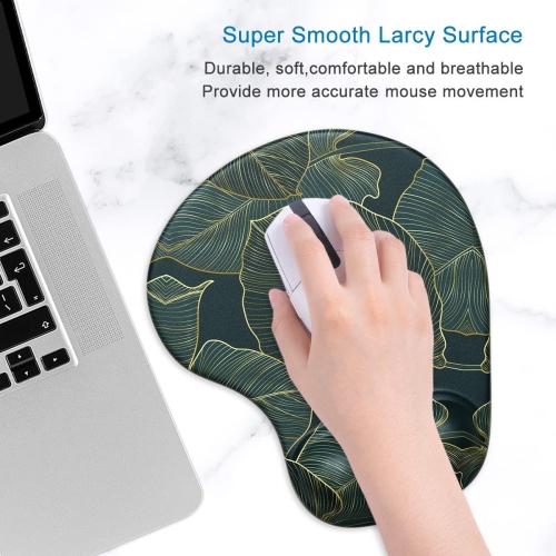 Ergonomic Mouse Pad with Gel Wrist Support Wrist Rest Smooth Surface Non-Slip PU Base Comfortable Office Supplies Pain Relief, Palm Texture