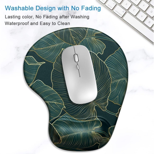 Ergonomic Mouse Pad with Gel Wrist Support Wrist Rest Smooth Surface Non-Slip PU Base Comfortable Office Supplies Pain Relief, Palm Texture