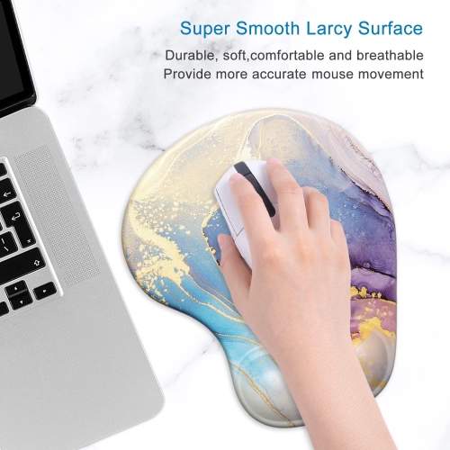 Ergonomic Mouse Pad with Gel Wrist Support Wrist Rest Smooth Surface Non-Slip PU Base Comfortable Office Supplies Pain Relief, Abstract Marble Texture