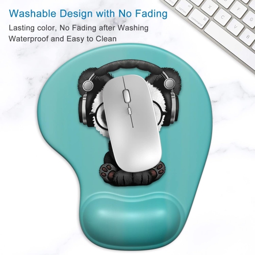 Ergonomic Mouse Pad with Gel Wrist Support Wrist Rest Smooth Surface Non-Slip PU Base Comfortable Office Supplies Pain Relief, Panda