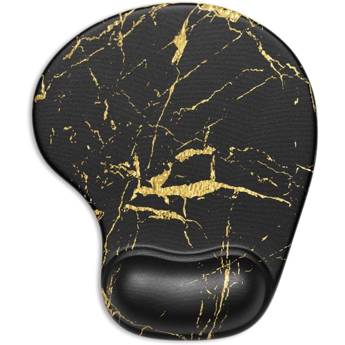 VECELOLIBILIS  Ergonomic Mouse Pad \w Gel Wrist Support Wrist Rest Smooth Surface Non-Slip Pu Base Comfortable Office Supplies Pain Relief Gold Marble