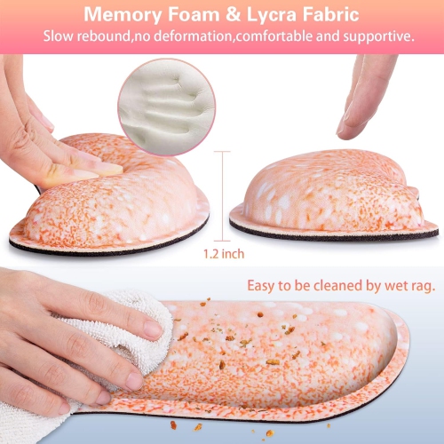 Mouse Wrist Rest, Memory Foam Soft Fabric Mouse Wrist Rest Pad Support Cushion with Anti-Skid Rubber Base, Champagne-stay Positive