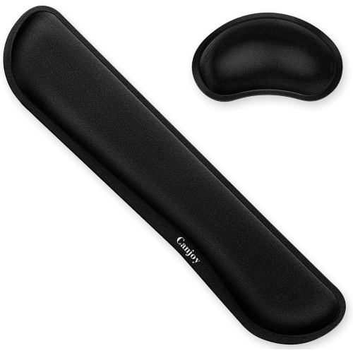 Mouse Wrist Rest, Memory Foam Soft Fabric Mouse Wrist Rest Pad Support Cushion with Anti-Skid Rubber Base, Black-lycra Fabric