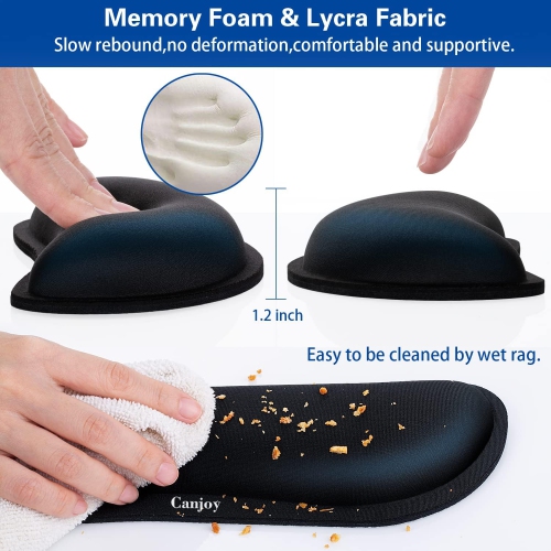 Mouse Wrist Rest, Memory Foam Soft Fabric Mouse Wrist Rest Pad Support Cushion with Anti-Skid Rubber Base, Black-lycra Fabric